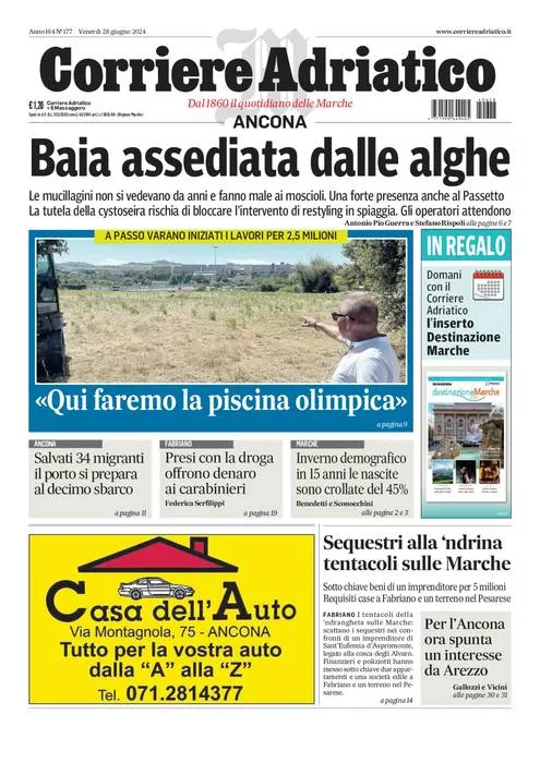 Prima-pagina-corriere adriatico-edizione-di-oggi-28-06-2024